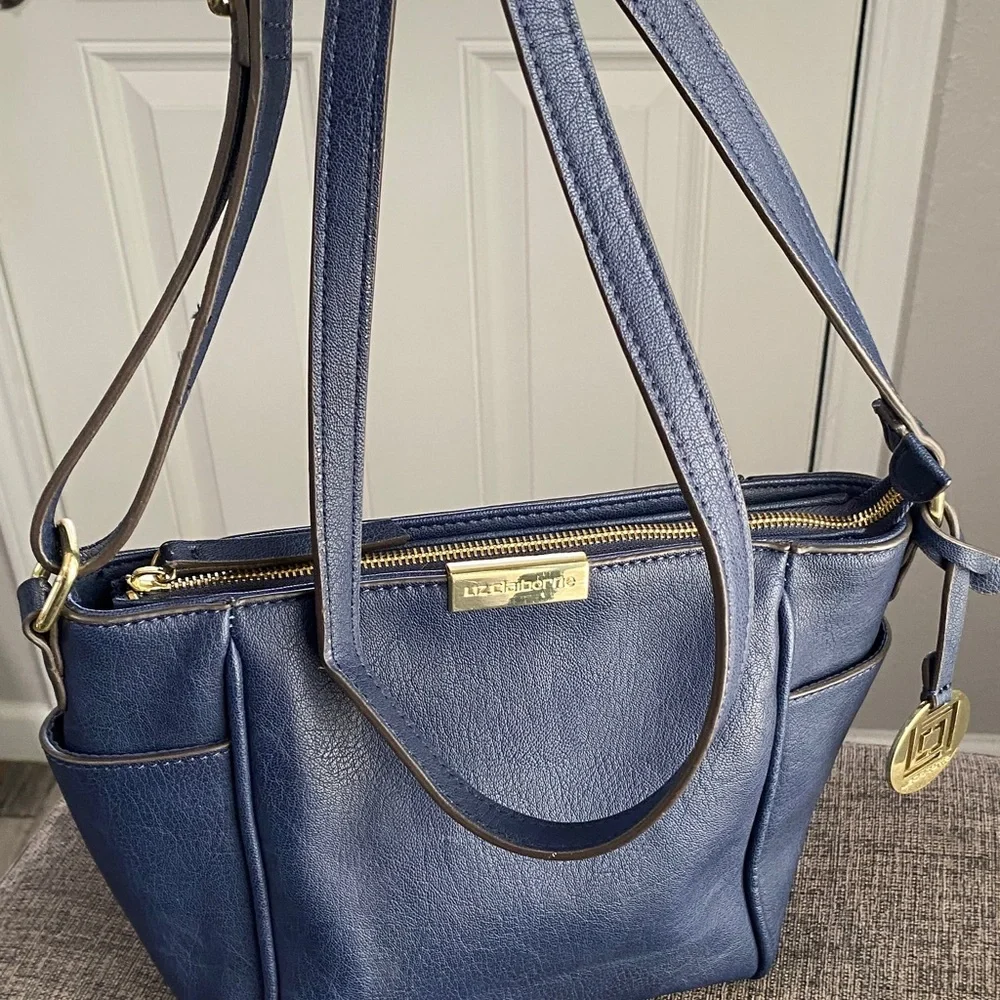 Liz Claiborne Blue Crossbody Bag with Gold Accents